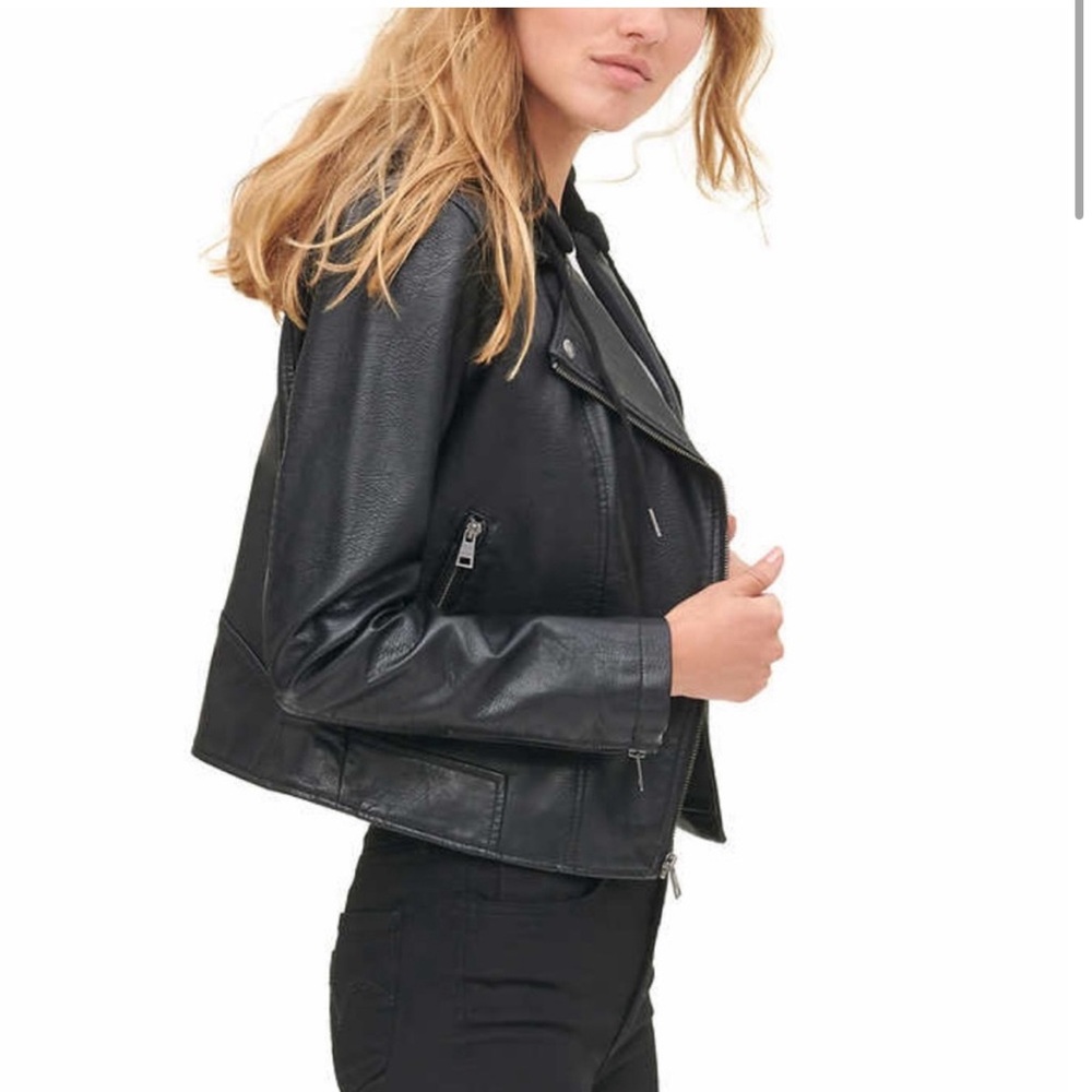 Levi’s Faux Leather Moto Jacket with Hood - Picture 3 of 12
